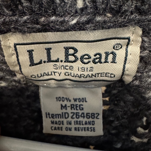 L.L. Bean Cable Irish Fisherman Sweater Button Mock Men's Regular - Picture 4 of 4